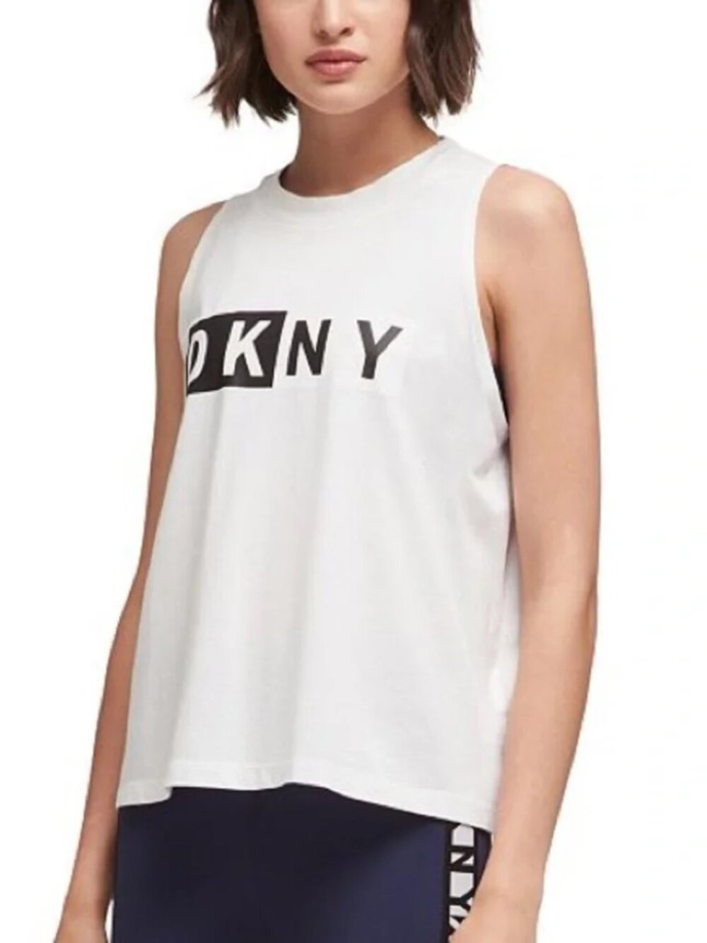 🇨🇦 DKNY White Tank with Black Logo Block